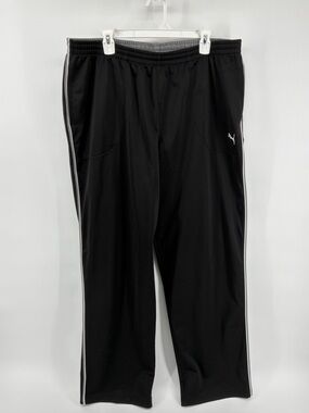 Puma Black Athletic Track Pants with Side Stripe